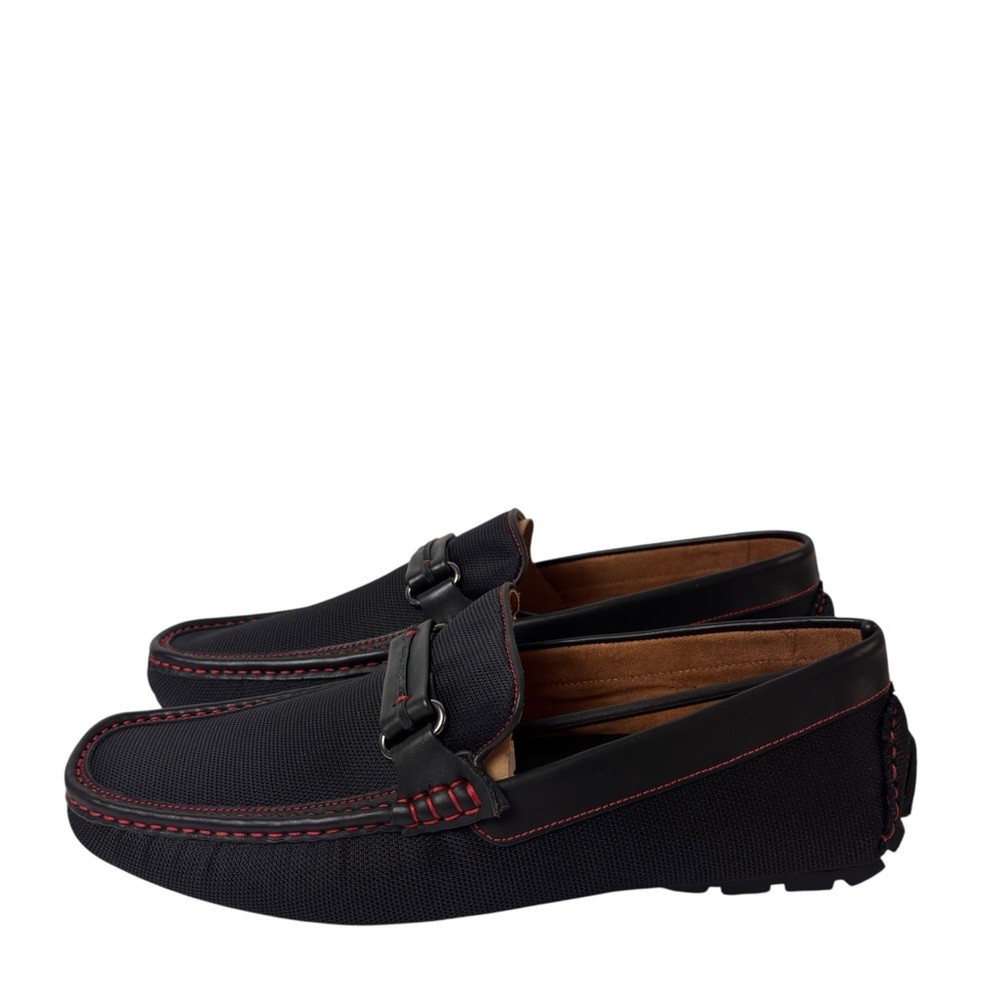 Donald J. Pliner Black Loafers with Red Stitching